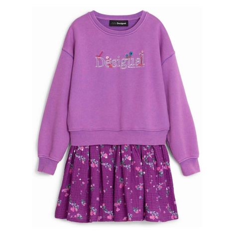 Dívčí šaty Desigual fialová barva, mini, 24WGVK10