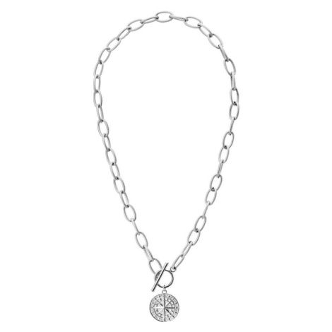 Manoki Ocelový náhrdelník Vanessa, chirurgická ocel, větrná růžice WA543 Stříbrná 47 cm