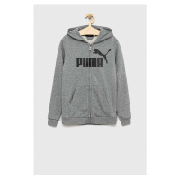 Dětská mikina Puma ESS Big Logo FZ Hoodie TR B šedá barva, s kapucí, vzorovaná