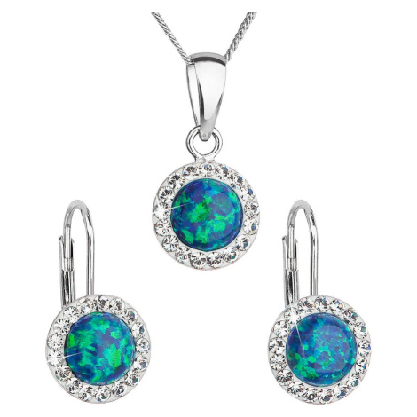 Evolution Group Třpytivá souprava šperků s krystaly Preciosa 39160.1 & green s.opal (náušnice, ř