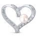 JwL Luxury Pearls Třpytivá brož srdce s pravou perlou a krystaly JL0695