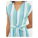 Bílo-modré dámské pruhované krátké šaty se zavazováním Trendyol