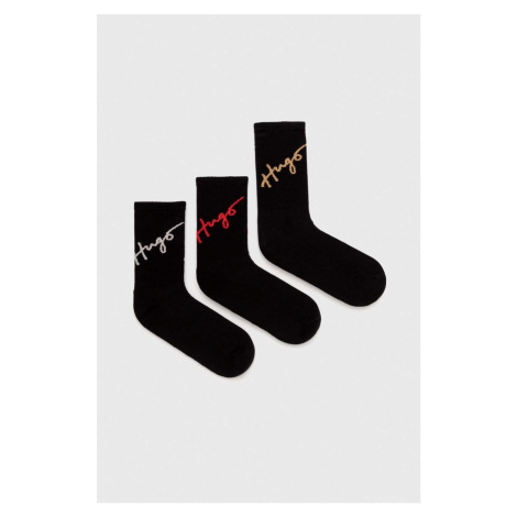 Ponožky HUGO 3-pack dámské, černá barva Hugo Boss