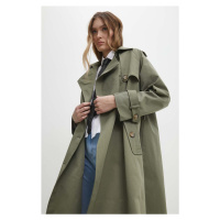Trench kabát Answear Lab dámský, zelená barva, přechodný, oversize