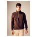 DEFACTO Comfort Fit Zippered Stand Collar Basic Sweatshirt