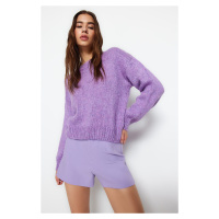 Trendyol Lilac Wide Fit Měkký texturovaný základní pletený svetr