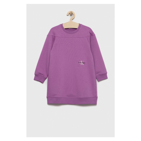 Dívčí šaty Calvin Klein Jeans fialová barva, mini