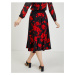 Červeno-černá dámská květovaná sukně ORSAY