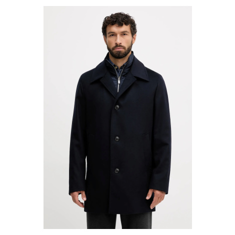 Vlněný kabát BOSS tmavomodrá barva, 50551087 Hugo Boss