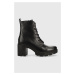 Kožené kotníkové boty Wojas dámské, černá barva, na podpatku, zateplené