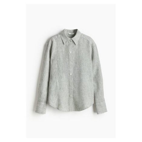H & M - Lněná košile - šedá H&M