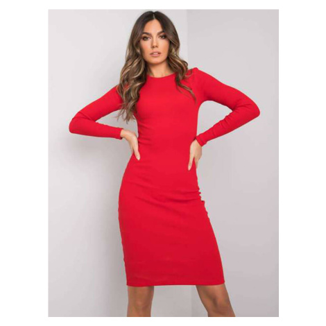 Červené vypasované žebrované šaty s kulatým výstřihem (5131-09) Factory Price