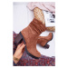 Women’s Boots On High Heel Suede Camel Celma