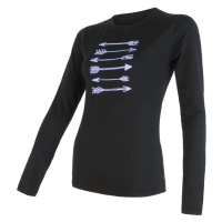Sensor Merino Active dámské tričko s dlouhým rukávem, Arrows Černá