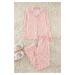 Trendyol Pink 100% Cotton Floral Knitted Pajama Set