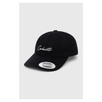 Bavlněná baseballová čepice Carhartt WIP Delray Cap černá barva, s aplikací, I031638.K02XX