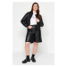 Trendyol Curve Black Faux Leather Wide Cut Woven Shorts & Bermuda