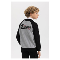 DEFACTO Boy's College Collar Embroidered Bomber Cardigan