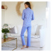 Blancheporte Pyžamo s potiskem "peříček", kostýmkovým límcem a dlouhými rukávy levandulová