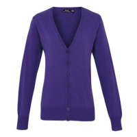 Premier Workwear Dámský pletený kardigan na knoflíky PR697 Purple -ca. Pantone 269