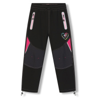 Dívčí softshellové kalhoty KUGO HK7585, černá / růžové zipy Barva: Černá