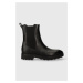 Boty s gumou Calvin Klein CLEAT CHELSEA BOOT - EPI MN MX dámské, černá barva, na plochém podpatk