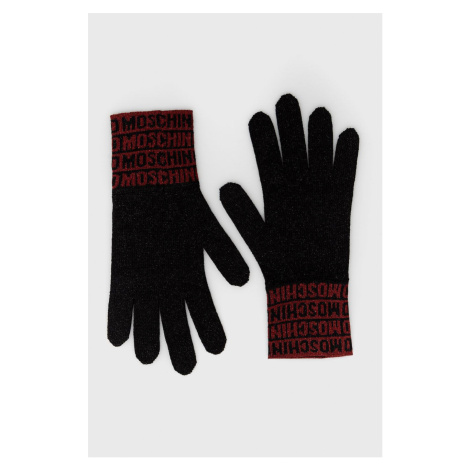 Vlněné rukavice Moschino dámské, černá barva