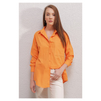 Bigdart 20153 Jediná kapsa Nadměrná lněná košile - Oranžová