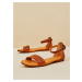 Hnědé dámské vzorované kožené sandály OJJU