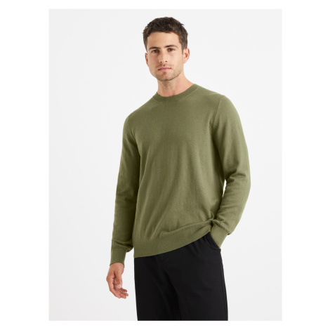 Khaki pánský basic svetr Celio Vecrewflex