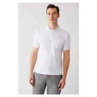 Avva Men's White Roll Up Collar Regular Fit 2 Button Polo Neck T-shirt with Pocket