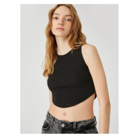 Koton Crop Athlete Crew Neck Ribbed Asymmetrical Cut