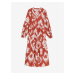 Bílo-červené dámské vzorované šaty s příměsí lnu Marks & Spencer