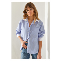 Bianco Lucci Women's Back Garni Detail Boyfriend Shirt 4449