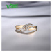 Elegantní zlatý prsten s propletením zdobený diamanty