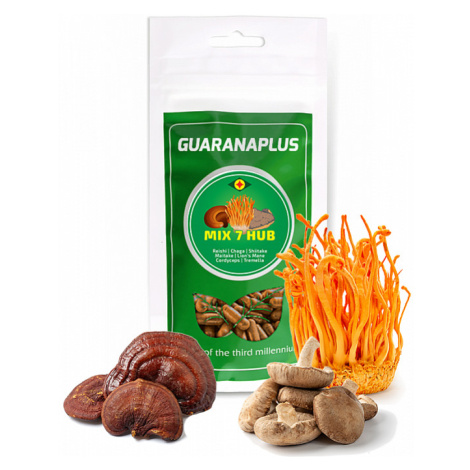 GUARANAPLUS Mix 7 Hub 100 kapslí (Reishi, Chaga, Shiitake, Maitake, Hericium, Cordyceps, Tremell