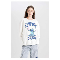 DEFACTO DFC - Cool Disney Lilo & Stitch Oversize Fit Crew Neck Printed Thick Fabric Sweatshirt