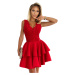 ZLATA - Červené dámské šaty s krajkovým výstřihem a pěnou 368-3