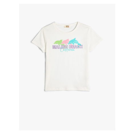 Koton T-Shirt Dolphin Printed Short Sleeve Crew Neck Cotton