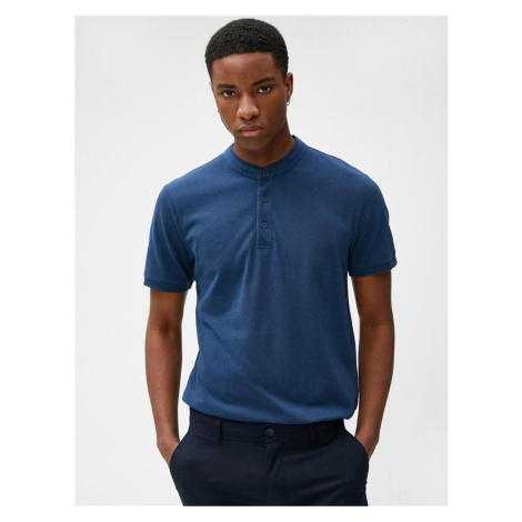 Koton 3sam10013mk In3 Indigo Men's Cotton Jersey Basic Short Sleeve Polo Neck T-shirt