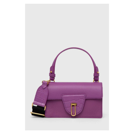 Kožená kabelka Coccinelle fialová barva