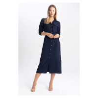 DEFACTO Shirt Collar Midi Long Sleeve Dress