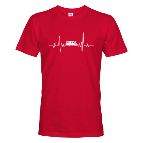 Pánské tričko pro cestovatele - srdeční tep a karavan BezvaTriko