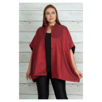 Şans Women's Plus Size Claret Red Shimmer Detailed Cape