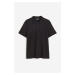 H & M - Tričko's vaflovou vazbou a límečkem Slim Fit - černá