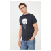 Bavlněné tričko Karl Lagerfeld tmavomodrá barva, s potiskem