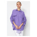 Trendyol Purple Adjustable Gathered Detailed Woven Cotton Shirt