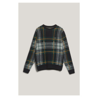 SVETR GANT CHECKED KNITTED C-NECK NAVY