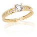 Dámský prsten ze žlutého zlata s čirými zirkony PR0675F + DÁREK ZDARMA