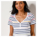 Blancheporte Pestrobarevné pruhované tričko s výstřihem do "V" bílá/vícebarevná